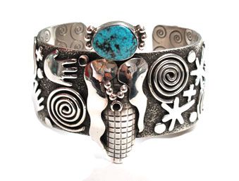 Alex Sanchez –Stunning Silver Stone Cuff –Corn Maiden