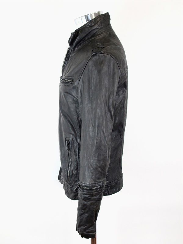 All Saints Jacket Black Leather Moto Mens SzM at Socialite Auctions 9 