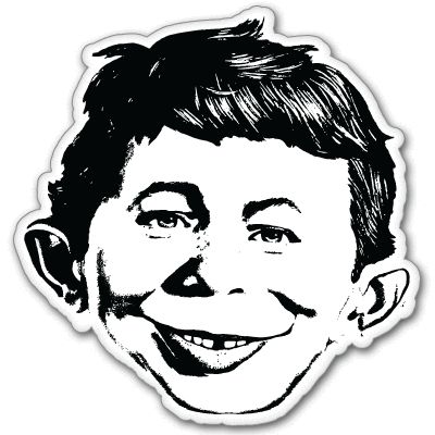 Alfred E Newman Mad Magazine Car Bumper Sticker 4 x 4