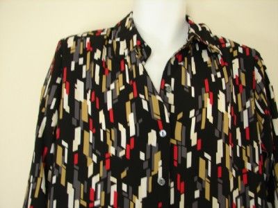 New Alia Black Red White Beige Blouse Top Shirt 10 S Charity