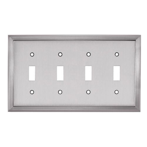 allen roth 8 W x 4 H Satin Nickel Quad 4 Toggle Metal Wall Plate