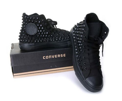   Studded Converse Allstar Chuck Taylor Black Studs USW6 USM4 UK4