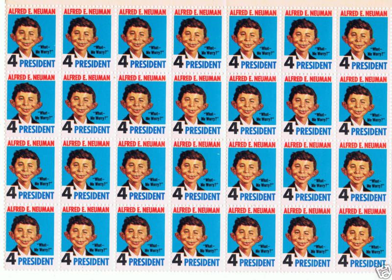 Alfred E Neuman for President Stamps 1964 MNH