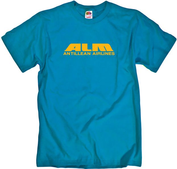 Stylish Sapphire t shirt in cool cotton with a Yellow Vintage Airline 