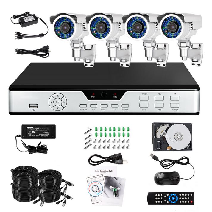 ZMODO 4 Outdoor 100ft IR Security Video Surveillance Camera DVR System 