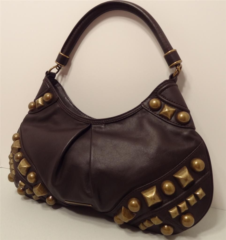 BURBERRY Brown Leather Studded Alverton Large Hobo Handbag NWT $1295 