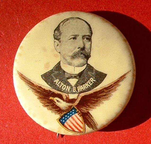1904 Alton B. PARKER Eagle Shield BP 1 1/4 campaign button pin TR 