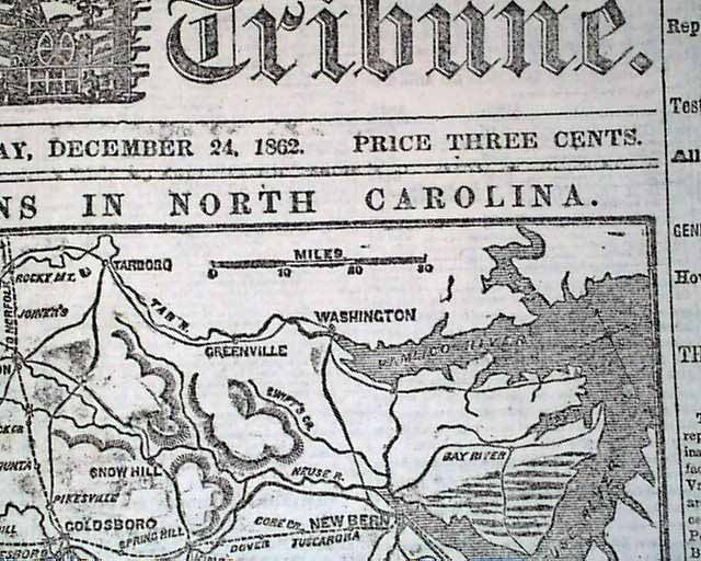   Newspaper Goldsboro Map Battle of Fredericksburg Burnside Lee