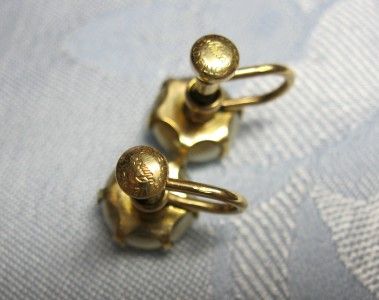 vintage amco 12k gf pearl screw earrings