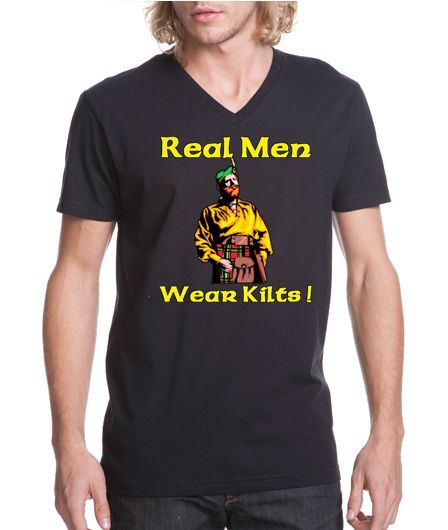 Real Men Wear Kilts Cartoon Funn Next Level Vee Neck