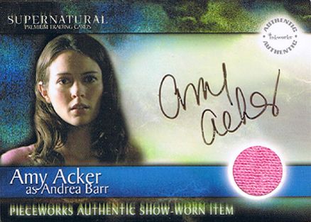 SUPERNATURAL AUTO PWA2 AMY ACKER AUTOGRAPH PIECEWORKS COSTUME CARD 