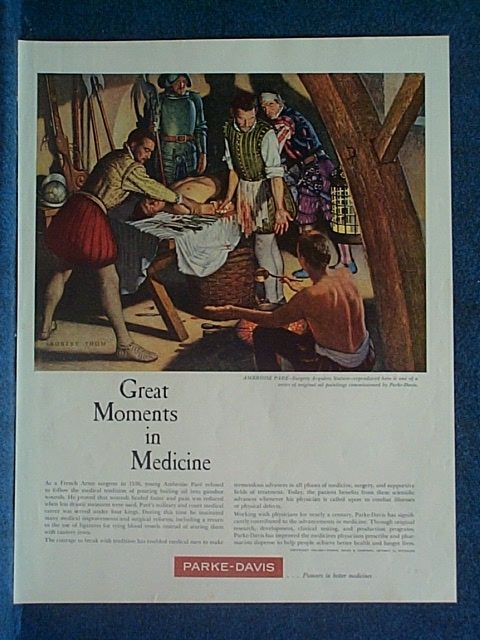 Great Moments in Medicine Parke Davis Ad Ambroise Pare