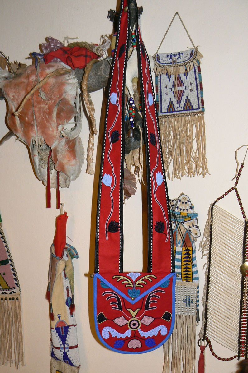 Northern plains beaded ammunition bag bandolier bag Cree style