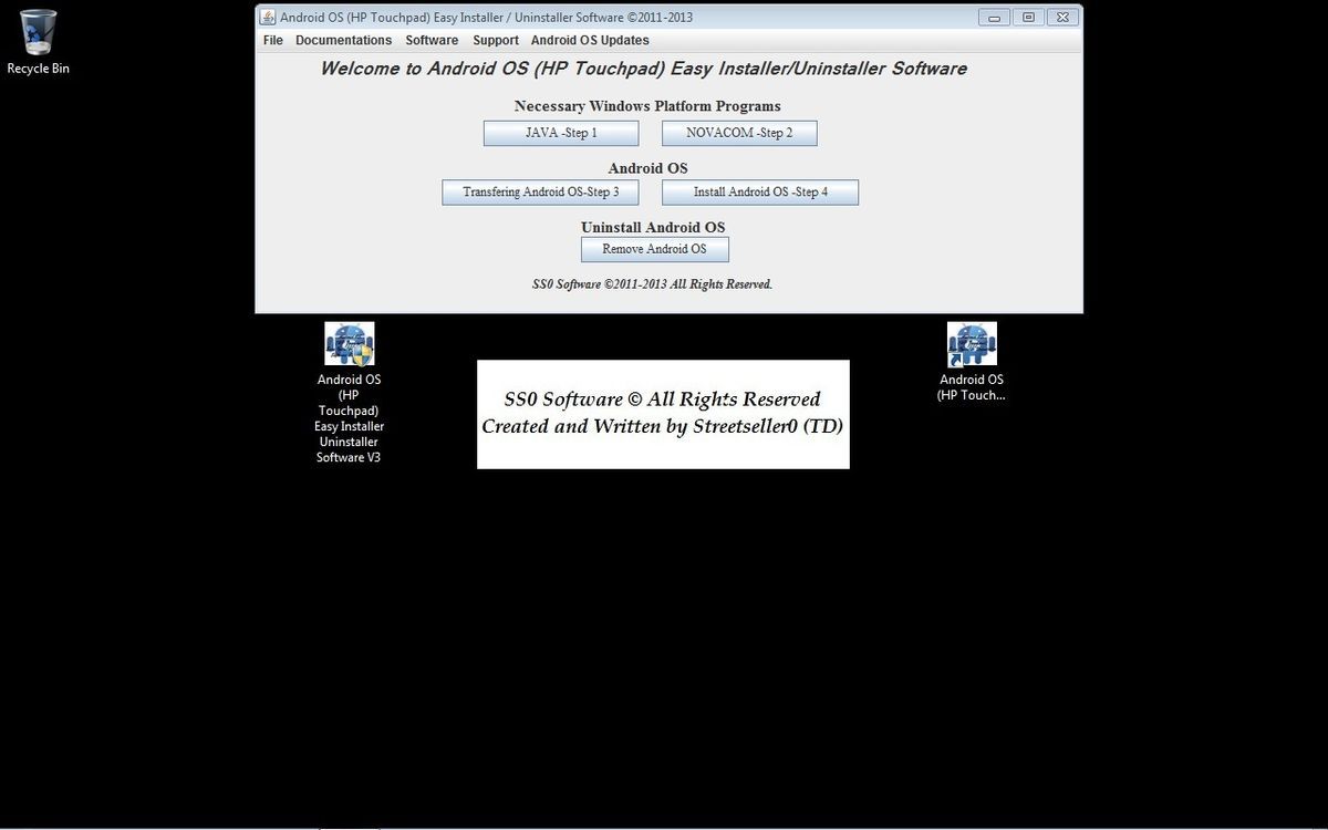 Android OS HP Touchpad Easy Installer Uninstaller Version 3 Software 