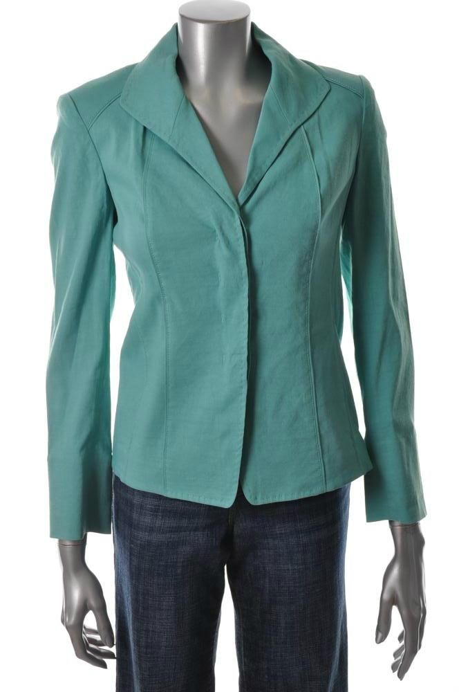 Anne Klein New York New Petite Jacket Green Linen PM