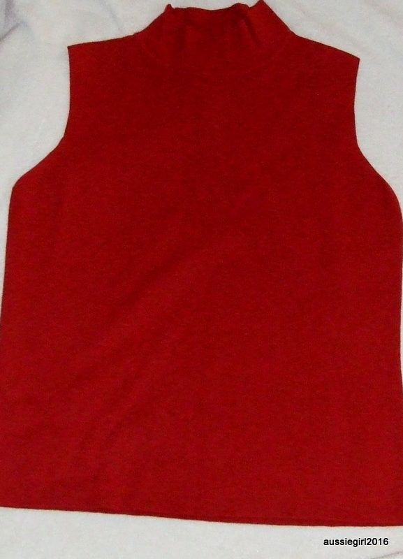 ann taylor loft red sleeveless mock turtleneck sz l nwot