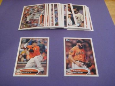 2012 Topps San Francisco Giants Team Set with Update