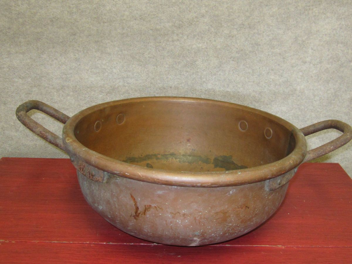 Antique Copper Candy Kettle Old Apple Butter Pot or Pan