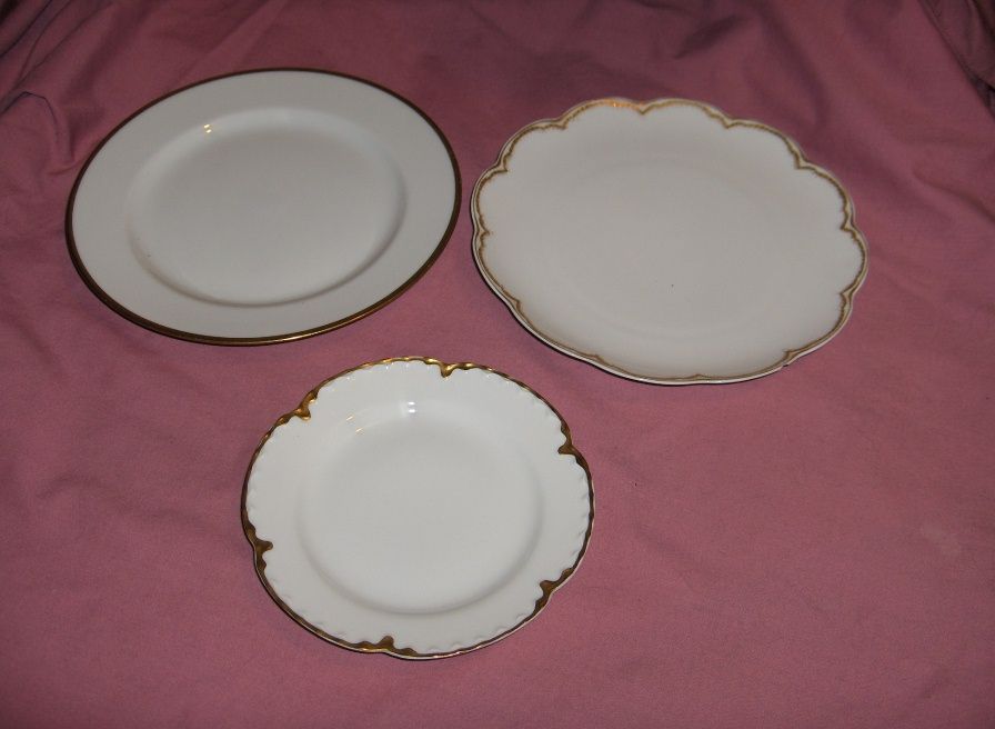 Antique Haviland China 3 PC Lot Plates Gold Trim Limoges France Nice 