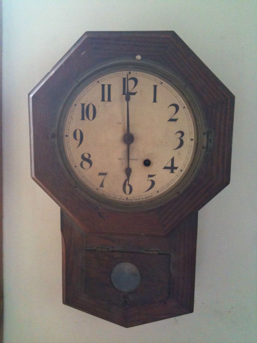 Antique Seth Thomas Octagon Hanging Drop Pendulum Clock