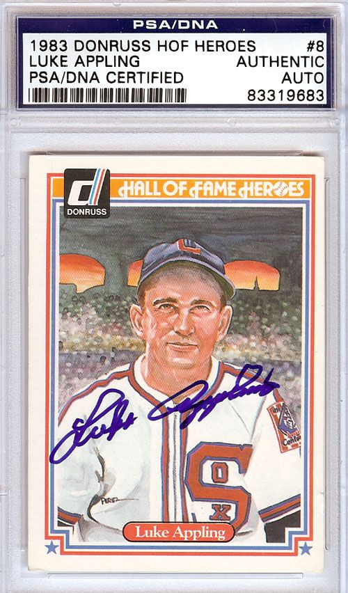 Luke Appling Autographed Signed 1983 Donruss HOF Heroes Card PSA DNA 