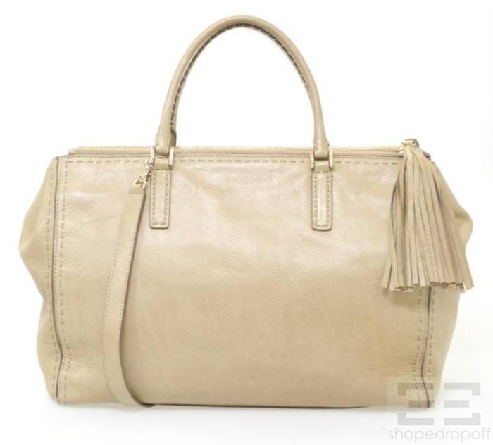 Anya Hindmarch Tan PEBBLED Leather Tassel Trim Satchel Bag