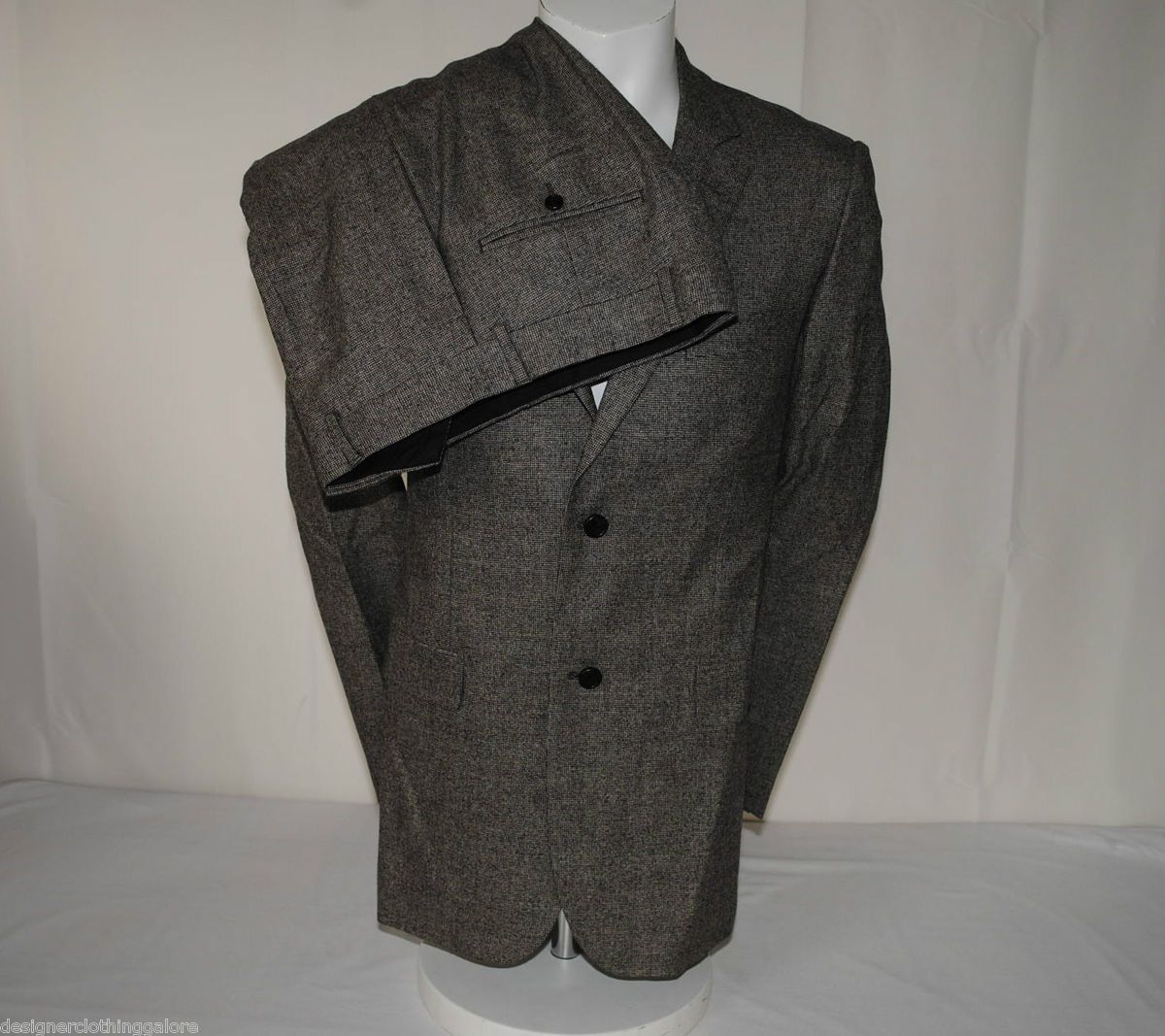 AQUASCUTUM GREY HOUNDSTOOTH VINTAGE SUIT SIZE 42L EUR 52L PANTS W34 