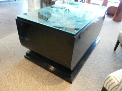   Deco Desk Etched Glass Top Black Lacquered 20s 30s Arbus WOW