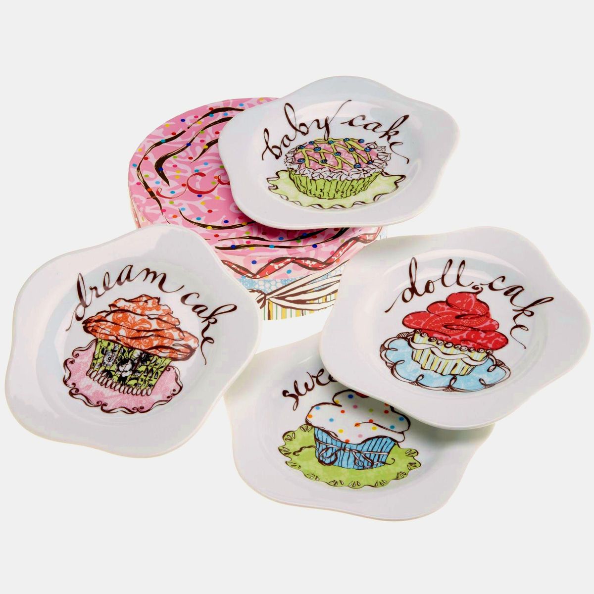 Rosanna Set of 4 Cupcake Dessert Appetizer 6 Plates