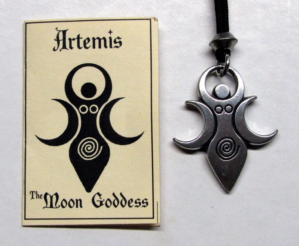 Artemis Moon Goddess Pendant Greek Goddess Diana Witch Pagan Pewter 