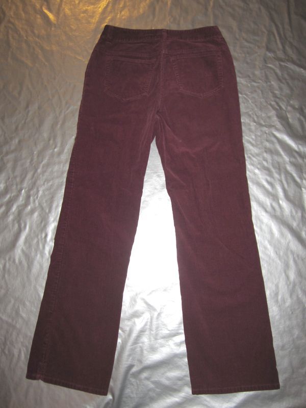 VAN HEUSEN WOMENS BURGUNDY CORDUROY PANTS 100% Cotton Cords Mid Rise 