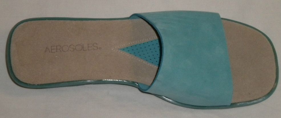   It Women Leather Slides Slippers Shoes Blue Aqua Teal 7 5