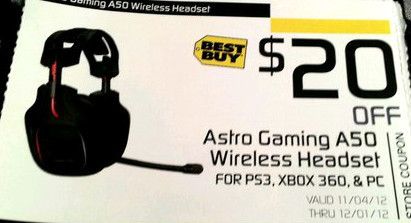 Astro Gaming Wireless Headset $20 Best Buy Coupon Valid to 12 01 12 