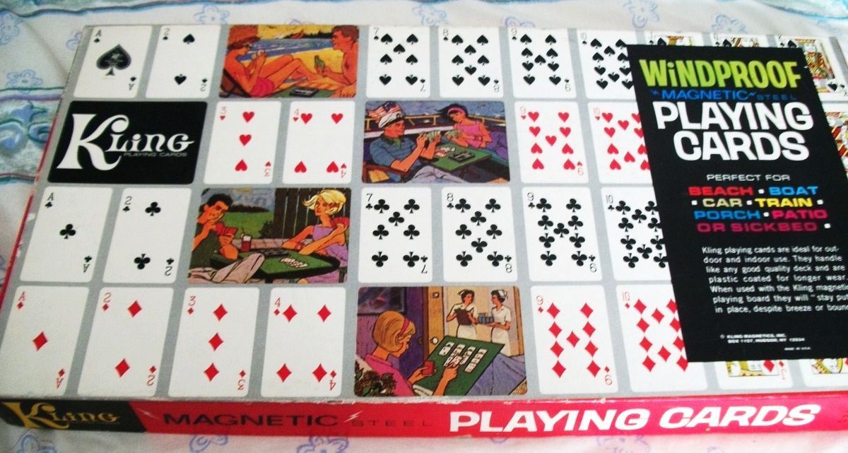 Vintage Kling Magnetic Steel Playing Card Board Windproof Game