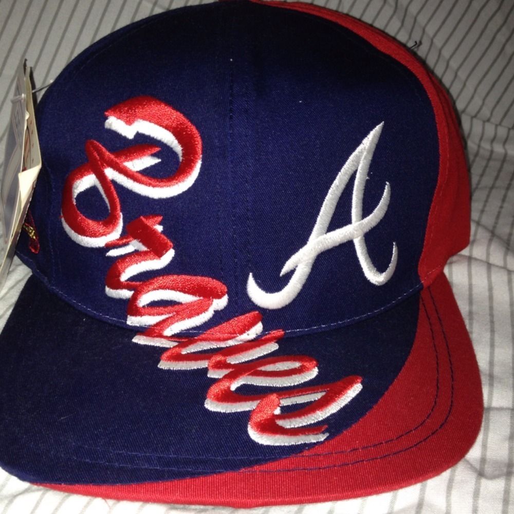 Atlanta Braves LOGO 7 LOGO ATHLETIC Snapback Hat Vintage BRAND NEW W 