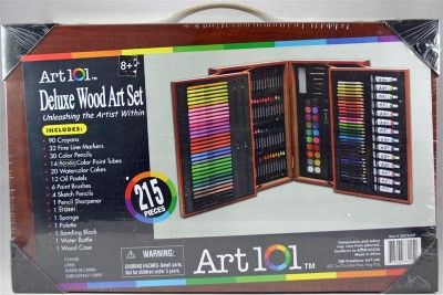 215 pc art 101 deluxe art set in wood case new