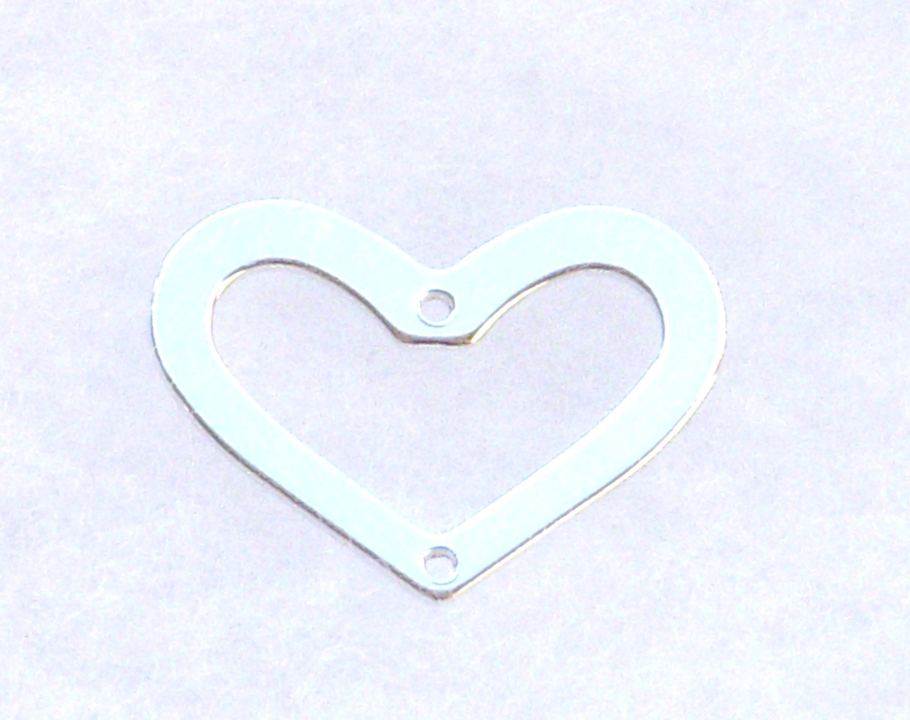 Sterling Silver Heart Shape Link w 2 Holes 15x20mm