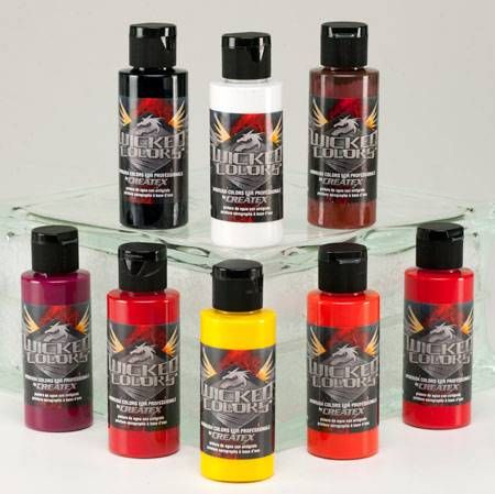 CREATEX Kent Lind Wicked Warm Water Based 2 oz Airbrush Paint Set of 8 