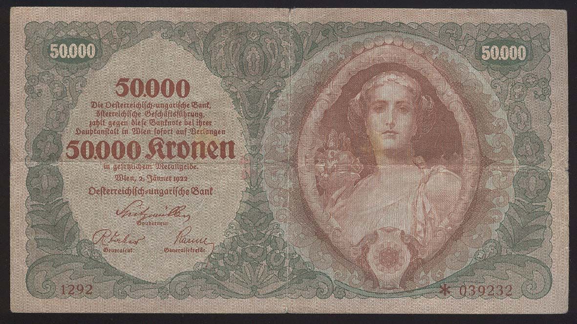 Austria 1922 Nice Scarce Note 50000 Kronen
