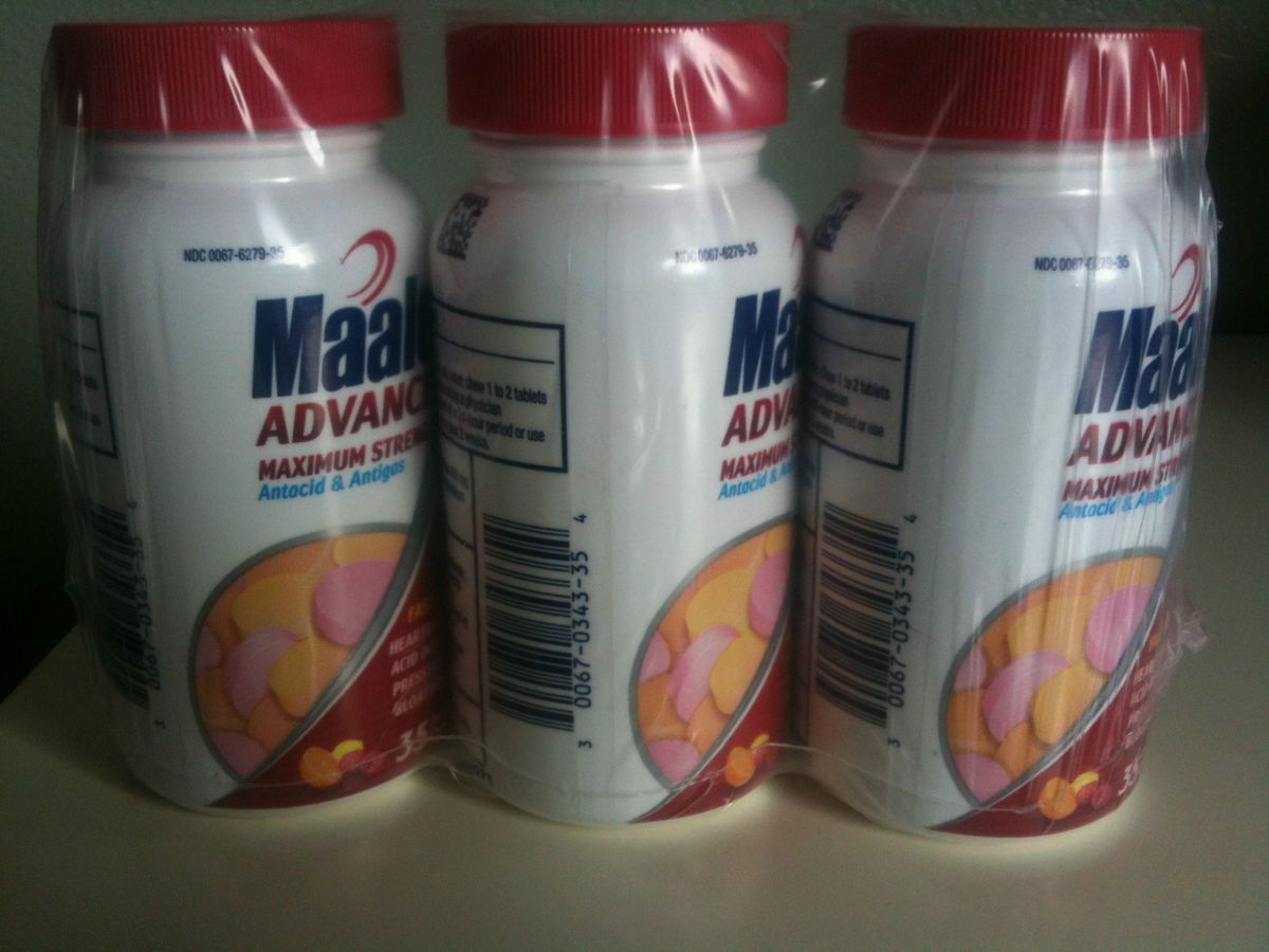 LOT OF 3 MAALOX ADVANCED MAXIMUM STRENGTH ANTACID ANTIGAS 35 TABLETS 