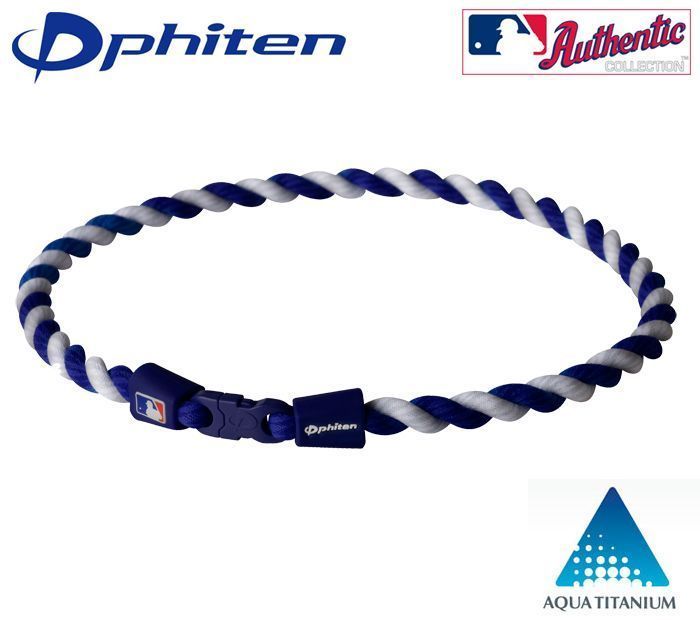 PHITEN MLB AUTHENTIC COLLECTION TITANIUM Tornado NECKLACE NAVY