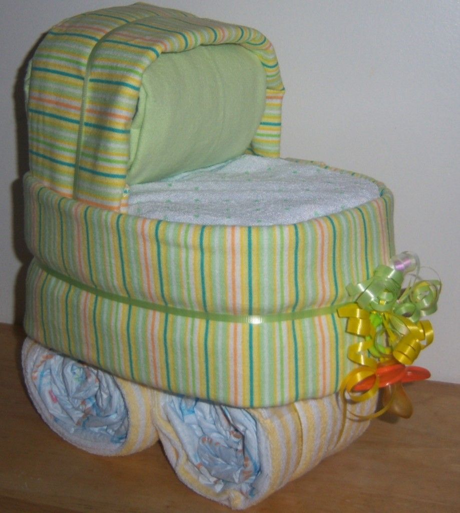 Baby Shower Striped Diaper Bassinet Diaper Cake