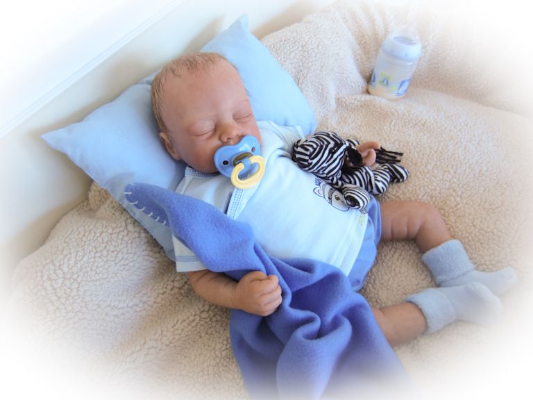 Reborn Baby Doll Sweet Baby boy with Human Hair, No Allergic Reactions 