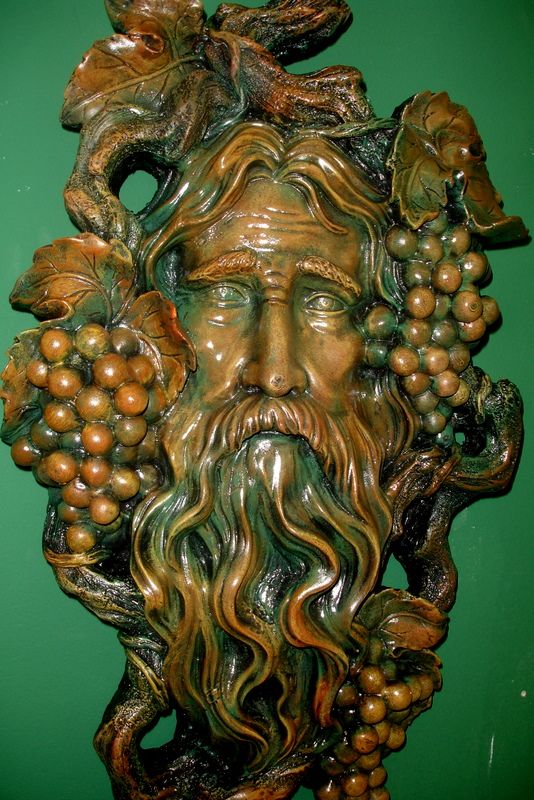 Spirit Nectar Grapes Greek Plaque Bacchus Vine Greenman