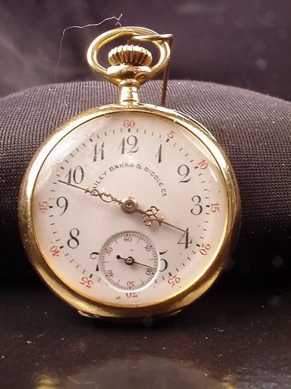 18K BAILEY BANKS & BIDDLE LADIES POCKET / PENDANT WATCH w/.35CT EURO 