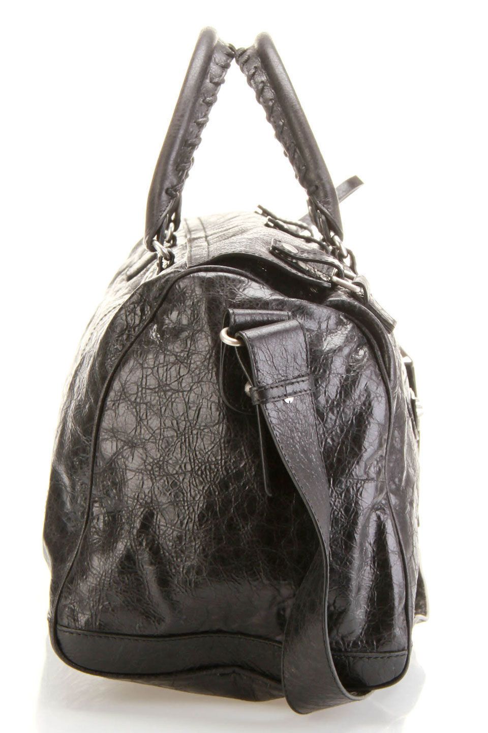 Balenciaga Mens Squash Handbag in Black with Silver Zipper Pockets 100 