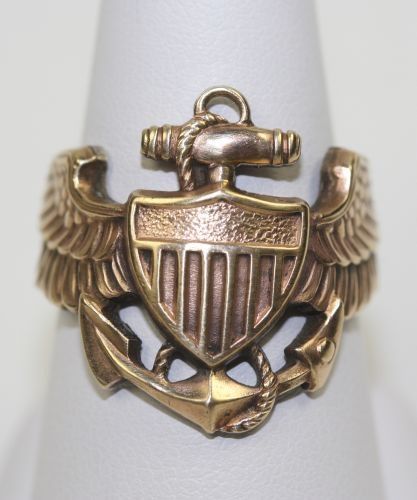 Vintage 10K Gold Filled GF Balfour US Navy Pilot Ring Anchor Wings 