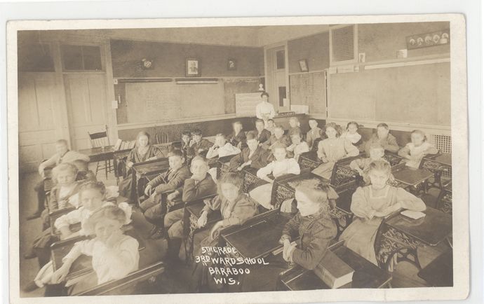 Wi Baraboo 3rd Ward School RPPC mailed 1910 Early 43595