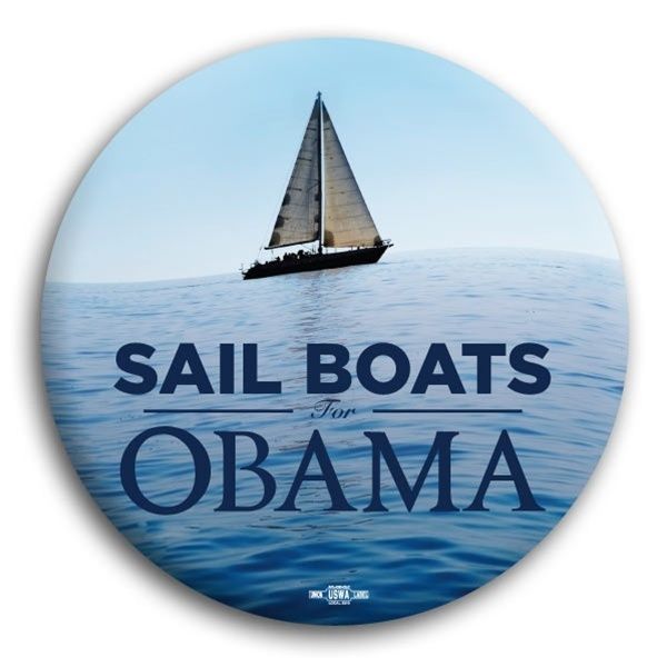 Barack Obama Official Political Button Pin Sail Boats