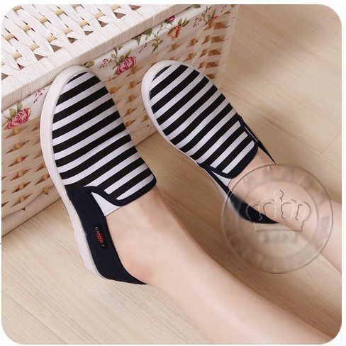   Oceanic Girl Zabra Stripes Canvas Shoes Ballets Flats Loafers Comfort